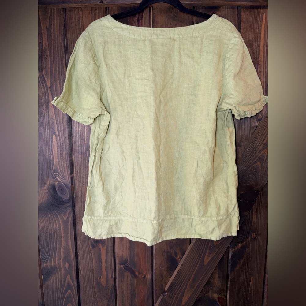 Hot Cotton Sage Green Linen Blouse - Picture 2 of 5